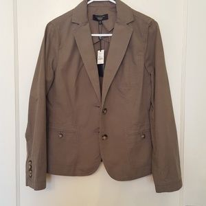 Talbots Olive Green fitted denim jean jacket 12P